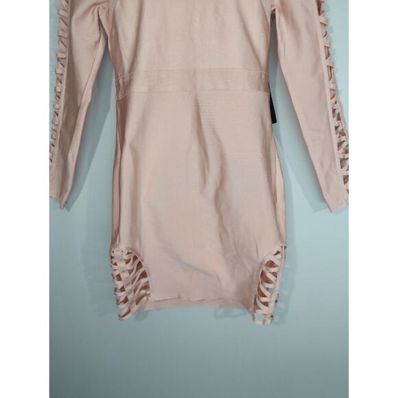 Venus Bandage Strappy Pink Cut Out Bodycon Mini Party Chic Dress LARGE NWT - Picture 4 of 10